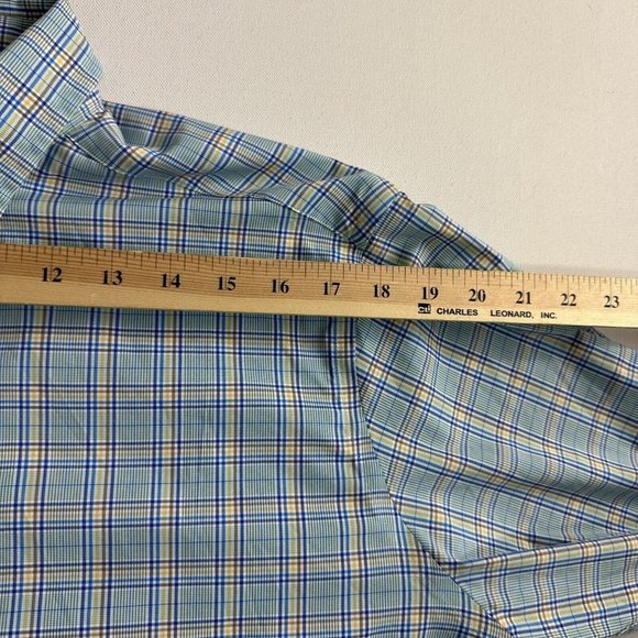 David Donohue Plaid Long Sleeve Fusion Performance Button Down Shirt Men Size 17 - Picture 7 of 8